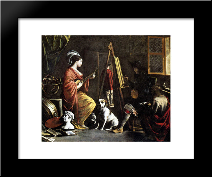 The Artist'S Studio 20x24 Black Modern Wood Framed Art Print Poster by Le Nain brothers