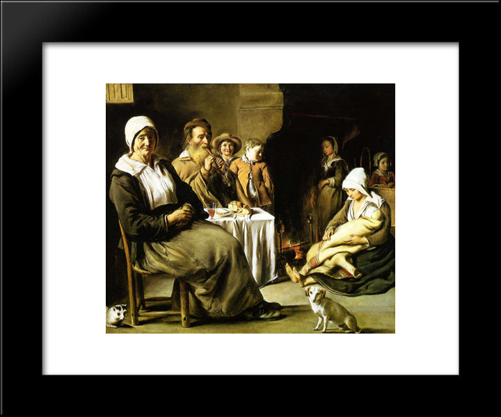 The Family Meal 20x24 Black Modern Wood Framed Art Print Poster by Le Nain brothers