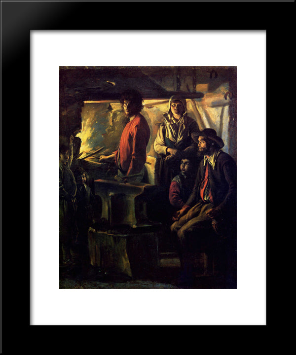 The Forging 20x24 Black Modern Wood Framed Art Print Poster by Le Nain brothers