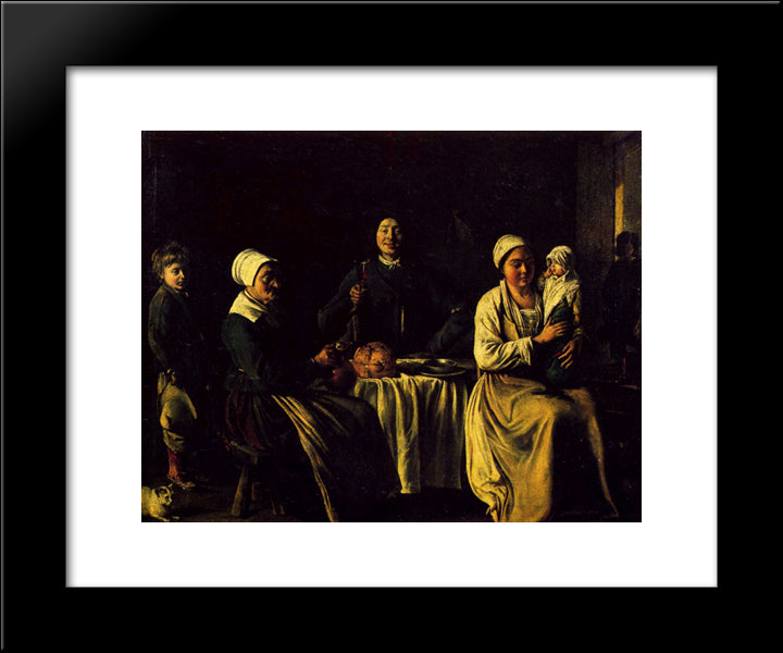 The Happy Family 20x24 Black Modern Wood Framed Art Print Poster by Le Nain brothers