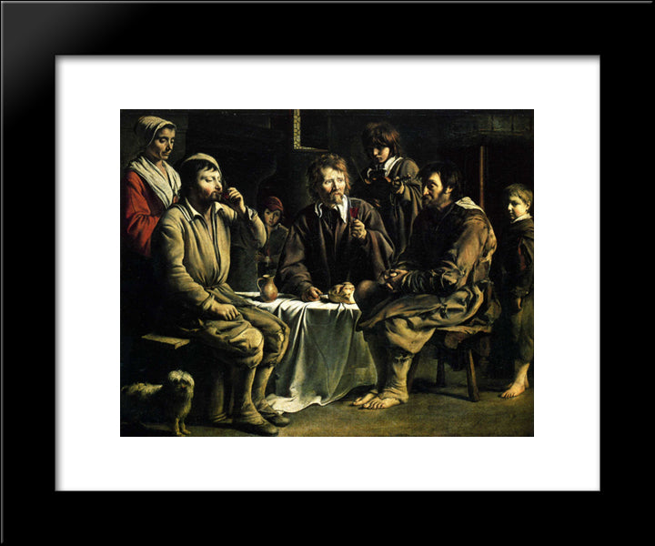 The Peasant'S Meal 20x24 Black Modern Wood Framed Art Print Poster by Le Nain brothers