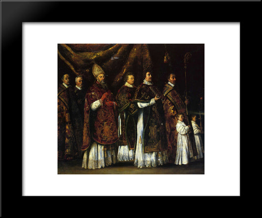 The Pontifical Mass 20x24 Black Modern Wood Framed Art Print Poster by Le Nain brothers