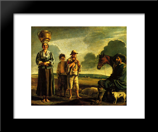 The Rest Of The Rider 20x24 Black Modern Wood Framed Art Print Poster by Le Nain brothers