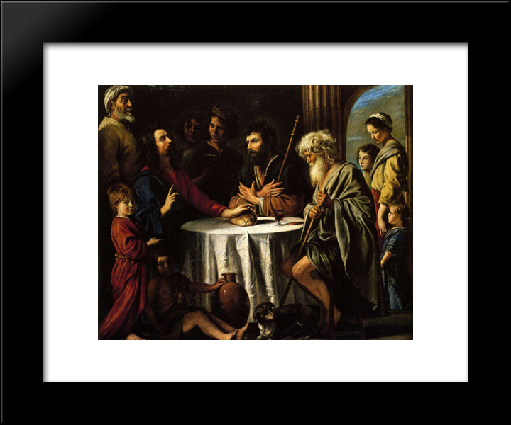 The Supper At Emmaus 20x24 Black Modern Wood Framed Art Print Poster by Le Nain brothers