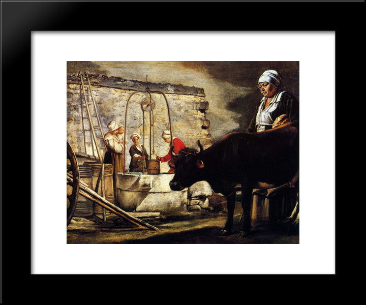 The Well 20x24 Black Modern Wood Framed Art Print Poster by Le Nain brothers