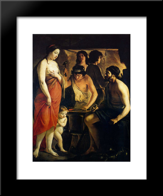 Venus In Vulcan'S Forge 20x24 Black Modern Wood Framed Art Print Poster by Le Nain brothers