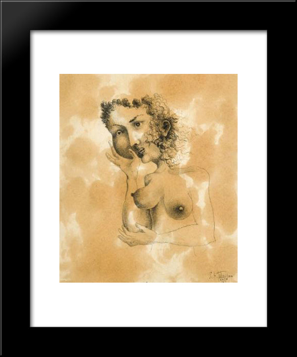 Femme Aux Deux Visages 20x24 Black Modern Wood Framed Art Print Poster by Tutundjian, Leon Arthur