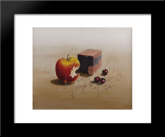 Pomme Et Cerise 20x24 Black Modern Wood Framed Art Print Poster by Tutundjian, Leon Arthur
