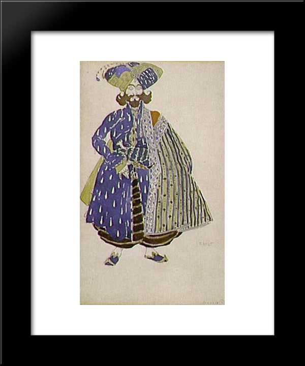 Aide De Camp Of The Shah, Costume Design For Diaghilev'S Production Of The Ballet Scheherazade 20x24 Black Modern Wood Framed Art Print Poster by Bakst, Leon