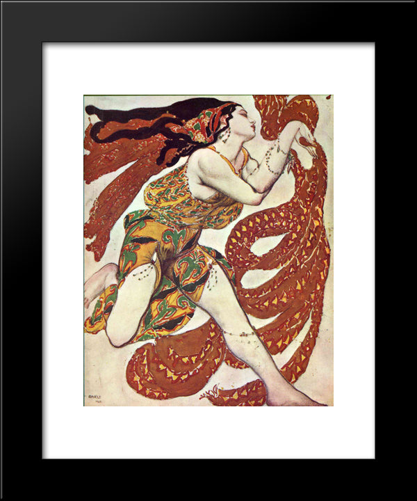 Costume Design For A Bacchante In 'Narcisse' By Tcherepnin 20x24 Black Modern Wood Framed Art Print Poster by Bakst, Leon