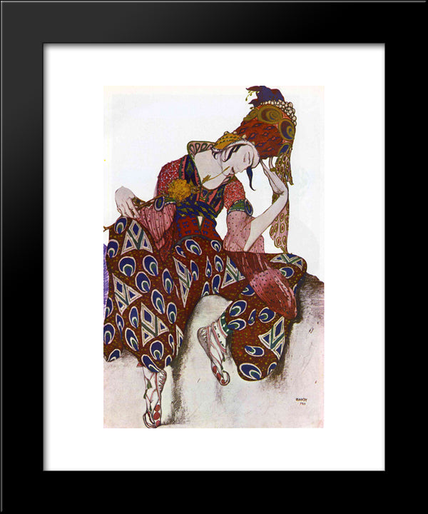 Costume Design For Nijinsky 20x24 Black Modern Wood Framed Art Print Poster by Bakst, Leon
