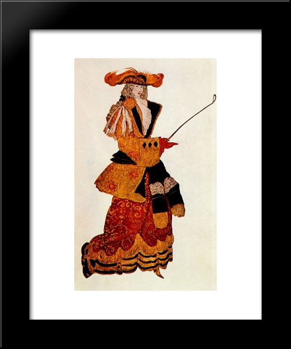 Costume Design For The Marchioness Hunting, From Sleeping Beauty 20x24 Black Modern Wood Framed Art Print Poster by Bakst, Leon