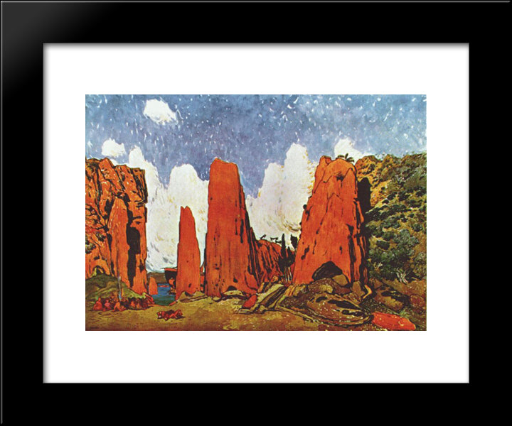 Daphnis And Chloe Scenery For Act Ii 20x24 Black Modern Wood Framed Art Print Poster by Bakst, Leon