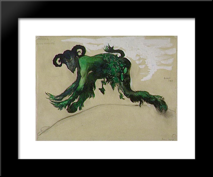Drawing Young Divinity Narcisse Costume, Ballet Diaghilev 20x24 Black Modern Wood Framed Art Print Poster by Bakst, Leon