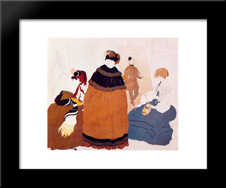In The Artist'S Studio 20x24 Black Modern Wood Framed Art Print Poster by Bakst, Leon