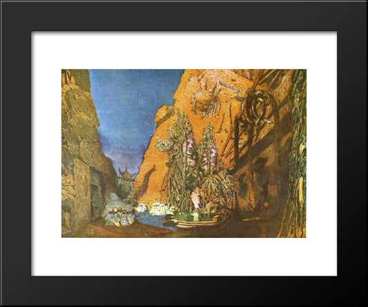 Le Dieu Bleu - Set Design 20x24 Black Modern Wood Framed Art Print Poster by Bakst, Leon