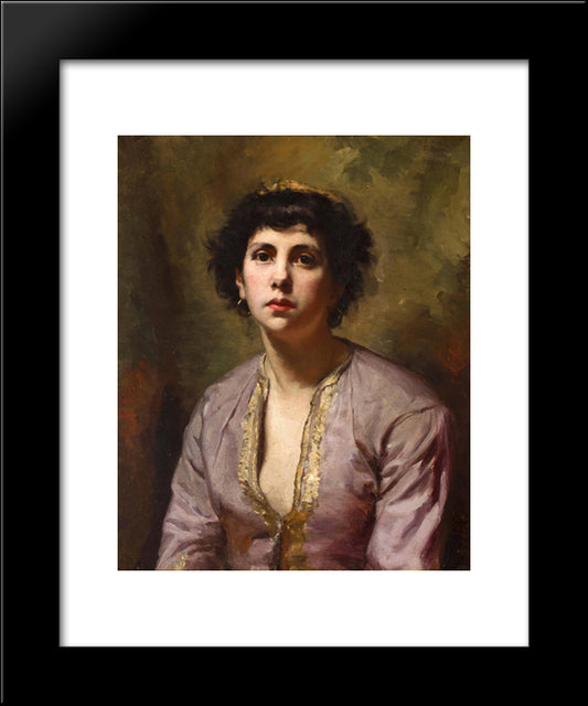 A Portrait Of A Young Girl 20x24 Black Modern Wood Framed Art Print Poster by Bonnat, Leon