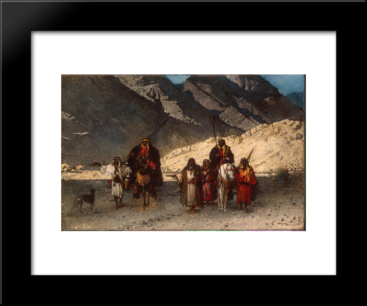 Arabian Sheikhs In The Mountains 20x24 Black Modern Wood Framed Art Print Poster by Bonnat, Leon