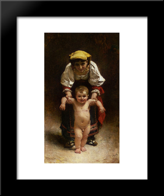 First Steps 20x24 Black Modern Wood Framed Art Print Poster by Bonnat, Leon