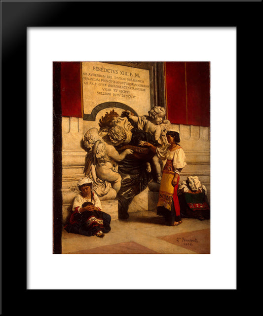 Fountain By St Peters Basilica In Rome 20x24 Black Modern Wood Framed Art Print Poster by Bonnat, Leon