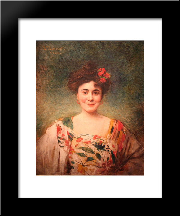Portrait De Madame Dotezac 20x24 Black Modern Wood Framed Art Print Poster by Bonnat, Leon