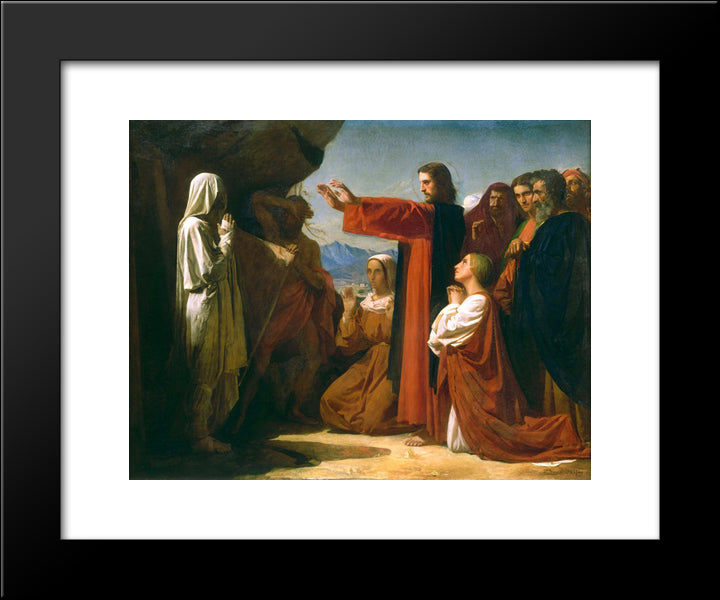 The Resurrection Of Lazarus 20x24 Black Modern Wood Framed Art Print Poster by Bonnat, Leon