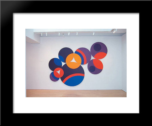 Constellation Twelve Circles 20x24 Black Modern Wood Framed Art Print Poster by Polk Smith, Leon