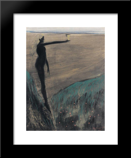 Femme Nue Tenant Une Coupe 20x24 Black Modern Wood Framed Art Print Poster by Spilliaert, Leon