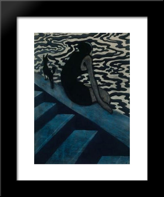 La Baigneuse 20x24 Black Modern Wood Framed Art Print Poster by Spilliaert, Leon
