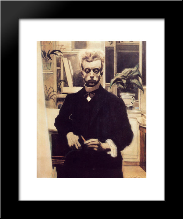 Self-Portrait 20x24 Black Modern Wood Framed Art Print Poster by Spilliaert, Leon