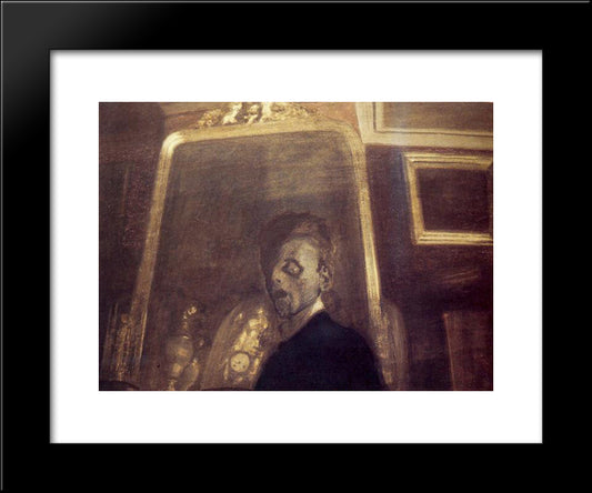 Self-Portrait In Mirror 20x24 Black Modern Wood Framed Art Print Poster by Spilliaert, Leon