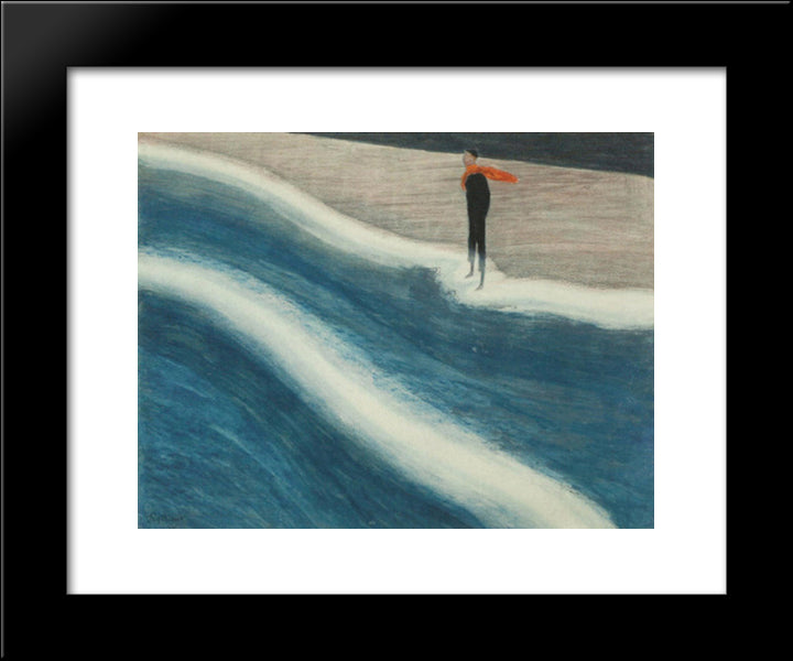 Young Man With Red Scarf 20x24 Black Modern Wood Framed Art Print Poster by Spilliaert, Leon