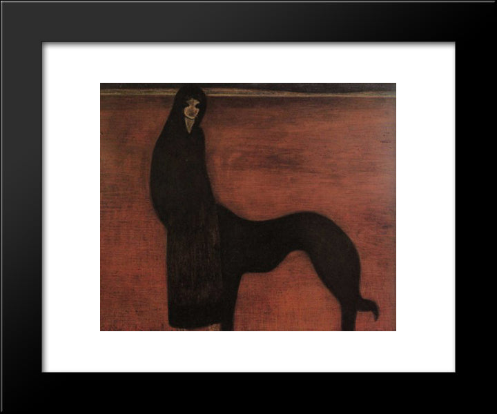 Young Woman And Dog 20x24 Black Modern Wood Framed Art Print Poster by Spilliaert, Leon