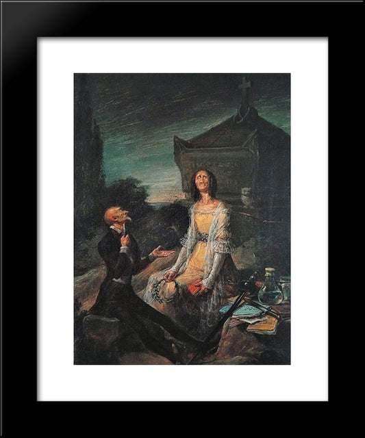 Satire Of Suicide From Love 20x24 Black Modern Wood Framed Art Print Poster by Alenza, Leonardo