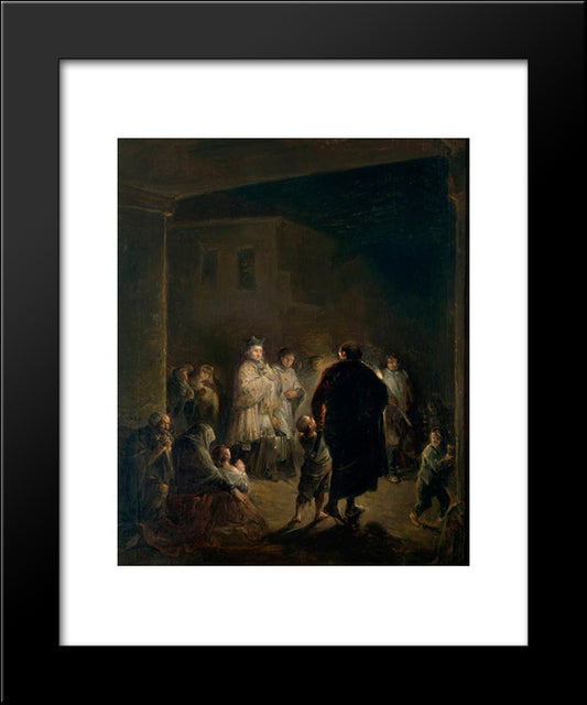 The Viaticum 20x24 Black Modern Wood Framed Art Print Poster by Alenza, Leonardo