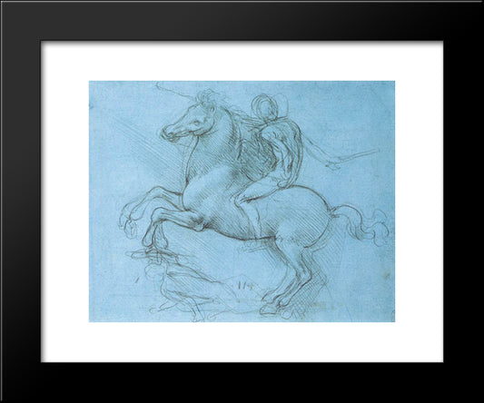 A Study For An Equestrian Monument 20x24 Black Modern Wood Framed Art Print Poster by da Vinci, Leonardo
