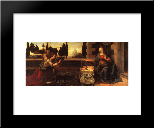 Annunciation 20x24 Black Modern Wood Framed Art Print Poster by da Vinci, Leonardo