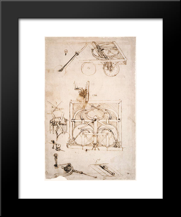 Automobile 20x24 Black Modern Wood Framed Art Print Poster by da Vinci, Leonardo