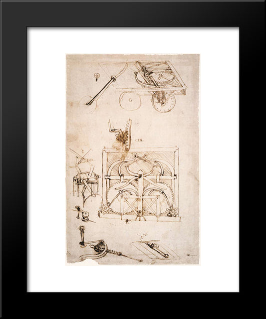 Automobile 20x24 Black Modern Wood Framed Art Print Poster by da Vinci, Leonardo