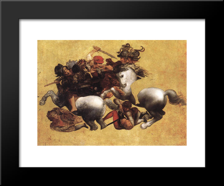 Battle Of Anghiari 20x24 Black Modern Wood Framed Art Print Poster by da Vinci, Leonardo