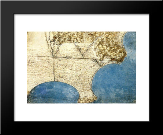 Bird'S Eye View Of Sea Coast 20x24 Black Modern Wood Framed Art Print Poster by da Vinci, Leonardo