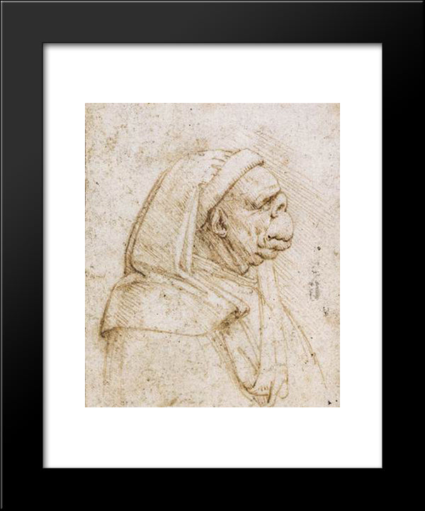 Caricature 20x24 Black Modern Wood Framed Art Print Poster by da Vinci, Leonardo