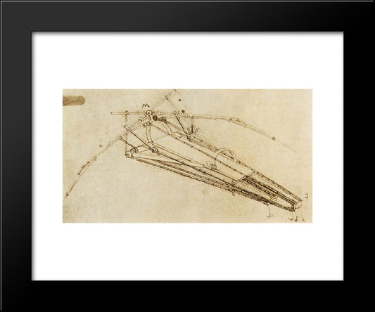 Design For A Flying Machine 20x24 Black Modern Wood Framed Art Print Poster by da Vinci, Leonardo