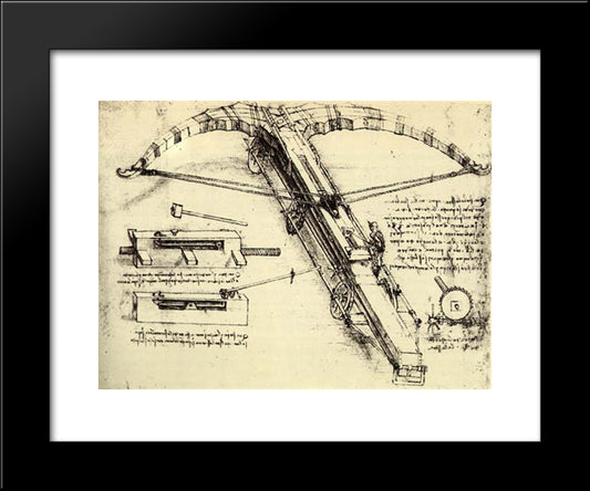 Design For A Giant Crossbow 20x24 Black Modern Wood Framed Art Print Poster by da Vinci, Leonardo