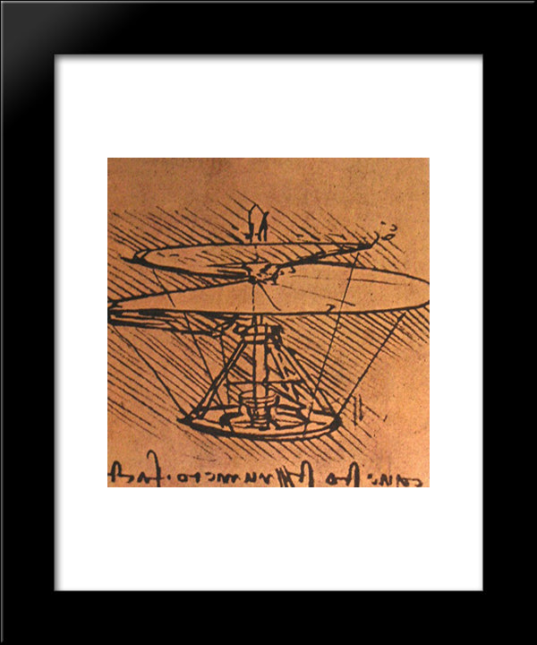 Design For A Helicopter 20x24 Black Modern Wood Framed Art Print Poster by da Vinci, Leonardo