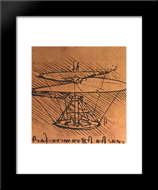 Design For A Helicopter 20x24 Black Modern Wood Framed Art Print Poster by da Vinci, Leonardo