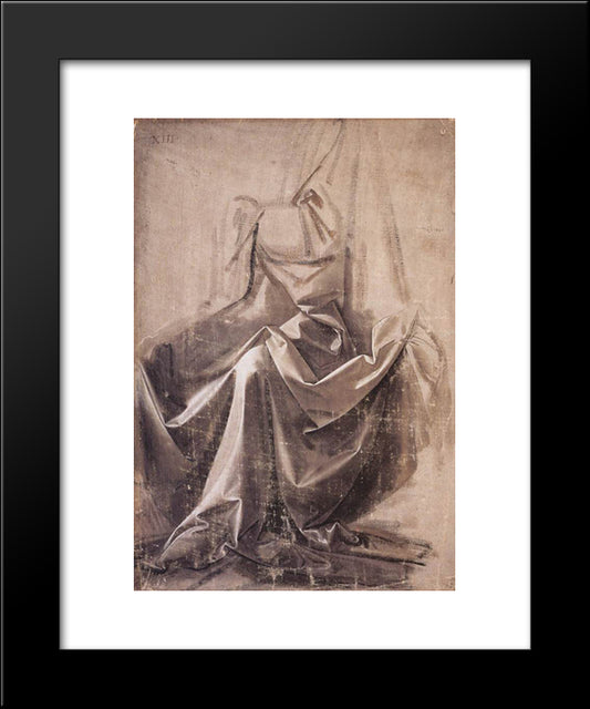 Drapery For A Seated Figure 20x24 Black Modern Wood Framed Art Print Poster by da Vinci, Leonardo