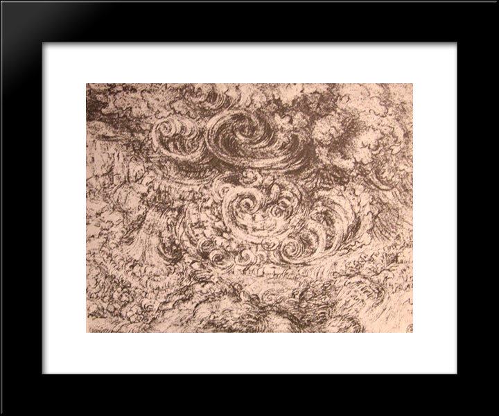 Drawing Of An Flood 20x24 Black Modern Wood Framed Art Print Poster by da Vinci, Leonardo