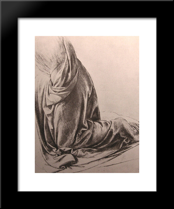 Drawing Of Drapery 20x24 Black Modern Wood Framed Art Print Poster by da Vinci, Leonardo