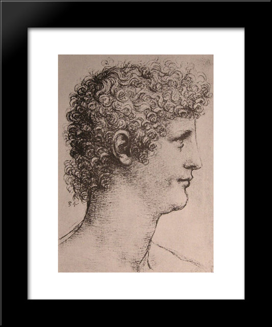 Drawing Of Salai 20x24 Black Modern Wood Framed Art Print Poster by da Vinci, Leonardo